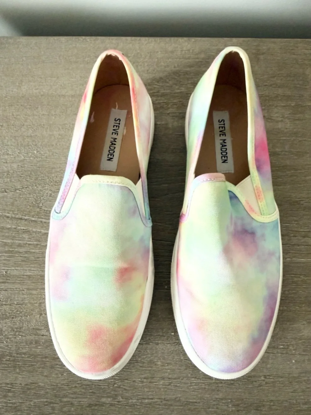 Steve Madden Toshe Slip-On Platform Sneakers in Canvas Pastel Tie-Dye Size 8.5